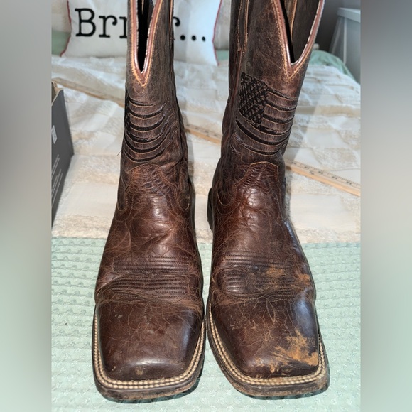 Ariat Circuit Patriot Men's Weathered Tan Roughout Leather Western Boots 11 EE - Picture 1 of 8